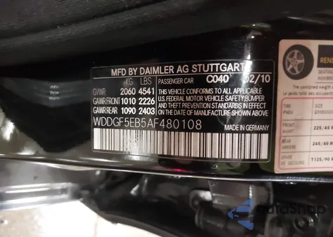 2010 Mercedes-Benz C 300 Luxury/Sport из США, поврежденный, VIN WDDGF5EB5AF480108